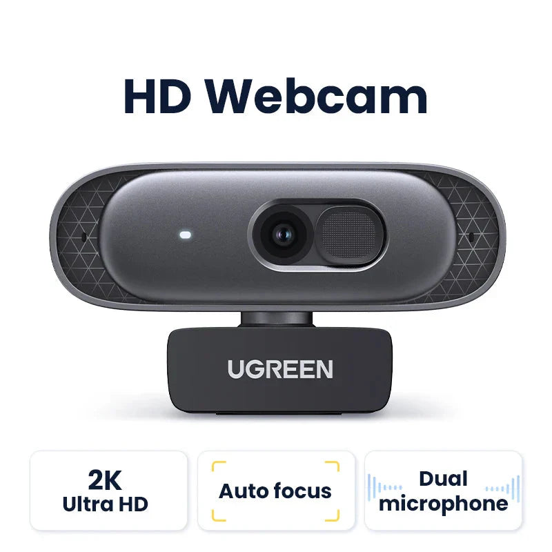 2K USB Webcam HD Mini Web Camera with Autofocus Black