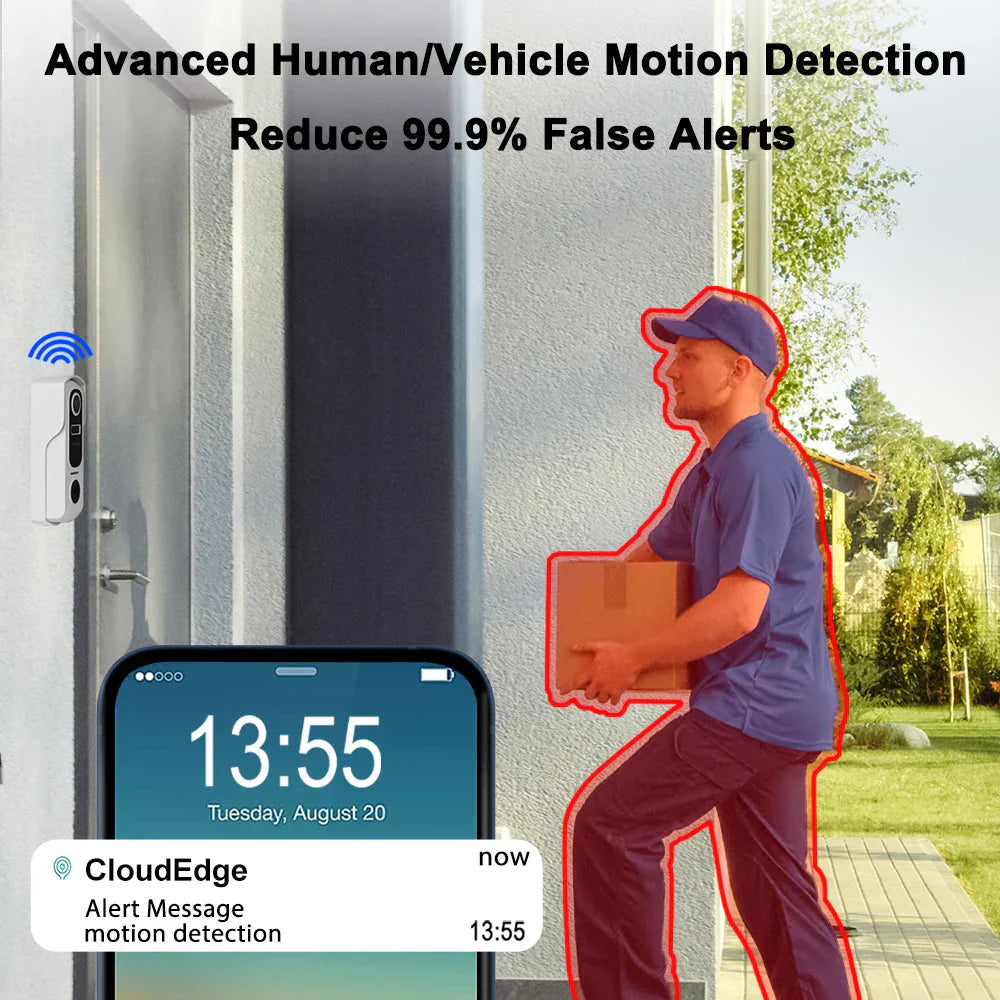 2K Wireless Video Doorbell with Chime